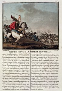 Clovis I at the Battle of Tolbiac, engraved by Jean Baptiste Morret